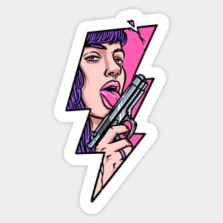 beautiful woman with a weapon Sticker